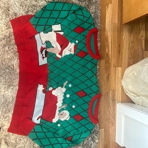 Two person humorous ugly Christmas sweater